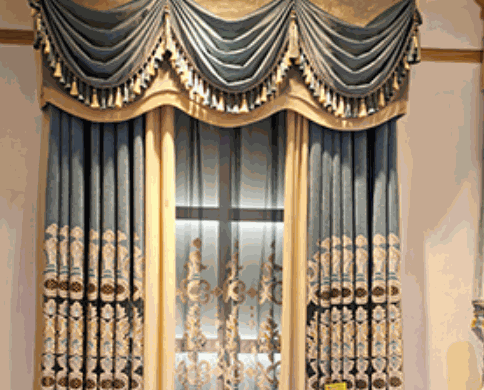 红蓝青窗帘布艺